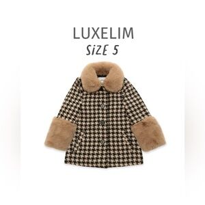Luxelim  Houndstooth Pea Coat - Rachel Wool Coat brown size 5